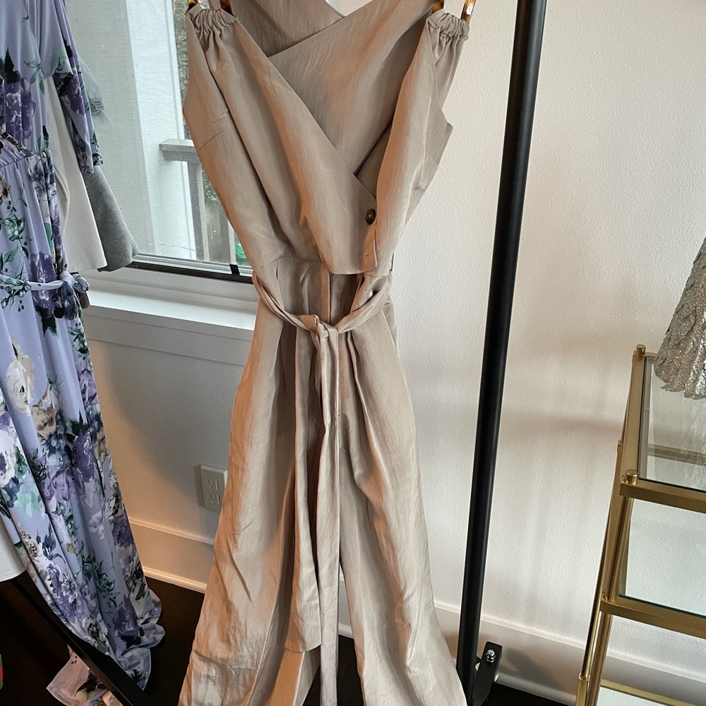 Beige Tie Jumpsuit - Picture 3 of 3